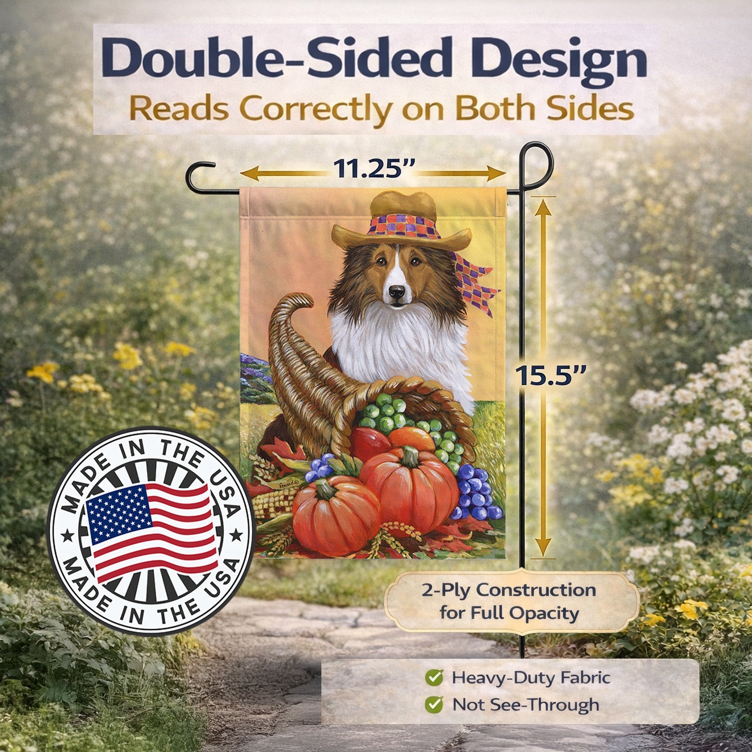 Sheltie Autumn Garden Flag Mailbox Decorative Yard Banner Outside Patio Artwork for Flower Beds, Garden Size, Multicolor