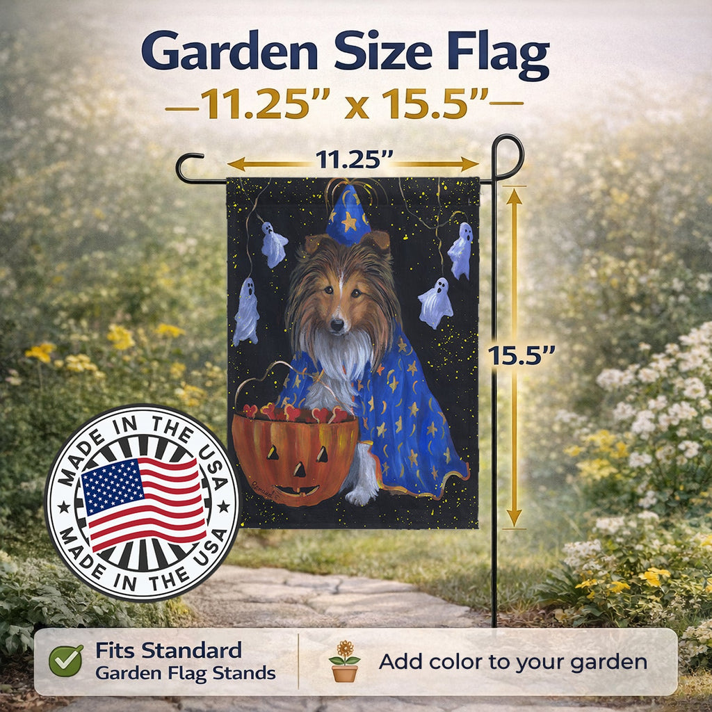Sheltie Halloween Witch Garden Flag Mailbox Decorative Yard Banner Outside Patio Artwork for Flower Beds, Garden Size, Multicolor