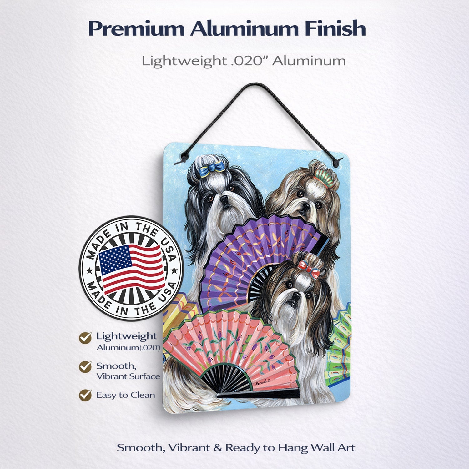 Shih Tzu Top Fans Wall or Door Hanging Prints Aluminum Metal Sign Kitchen Wall Bar Bathroom Plaque Home Decor Front Door Plaque, 12x16, Multicolor