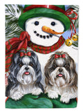 Shih Tzu Christmas Snowman Garden Flag Mailbox Decorative Yard Banner Outside Patio Artwork for Flower Beds, Garden Size, Multicolor