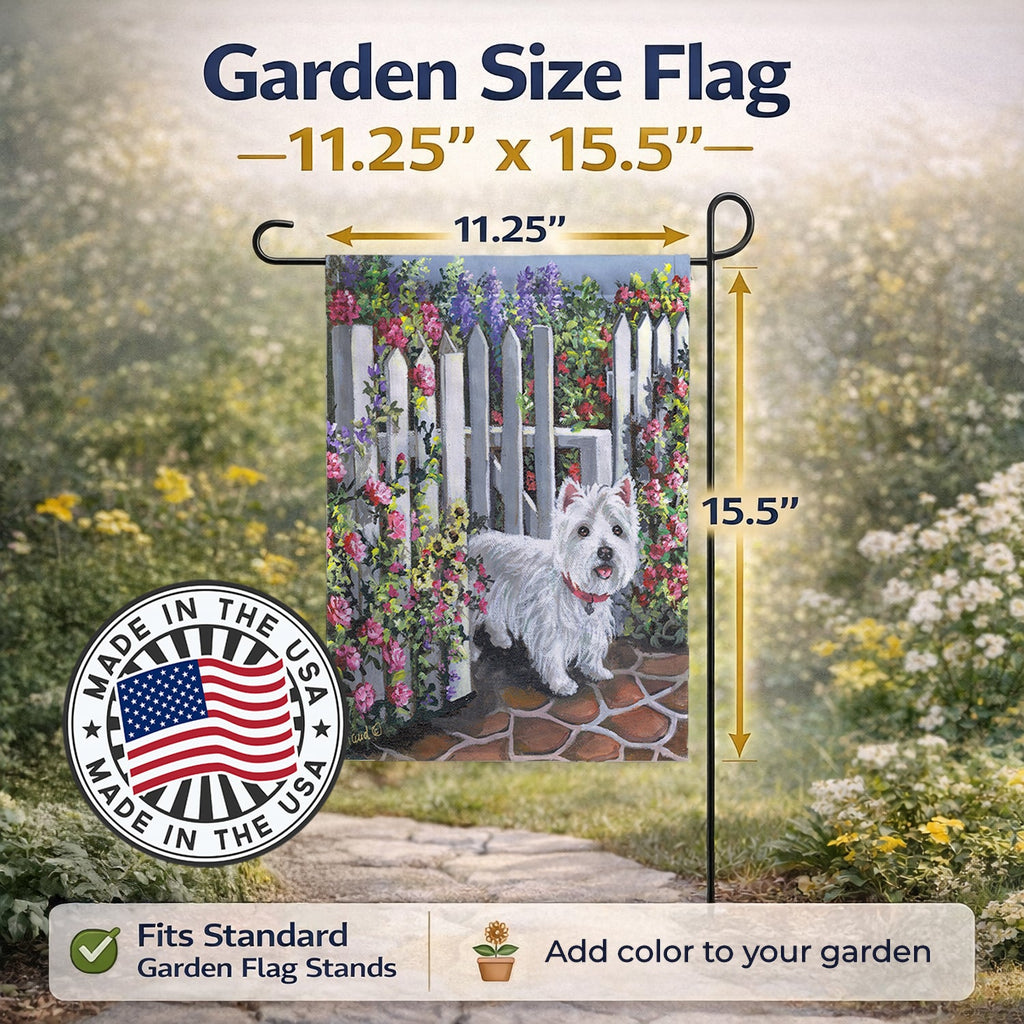 Westie At the Gate Garden Flag Mailbox Decorative Yard Banner Outside Patio Artwork for Flower Beds, Garden Size, Multicolor