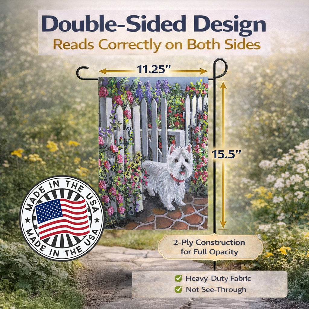 Westie At the Gate Garden Flag Mailbox Decorative Yard Banner Outside Patio Artwork for Flower Beds, Garden Size, Multicolor