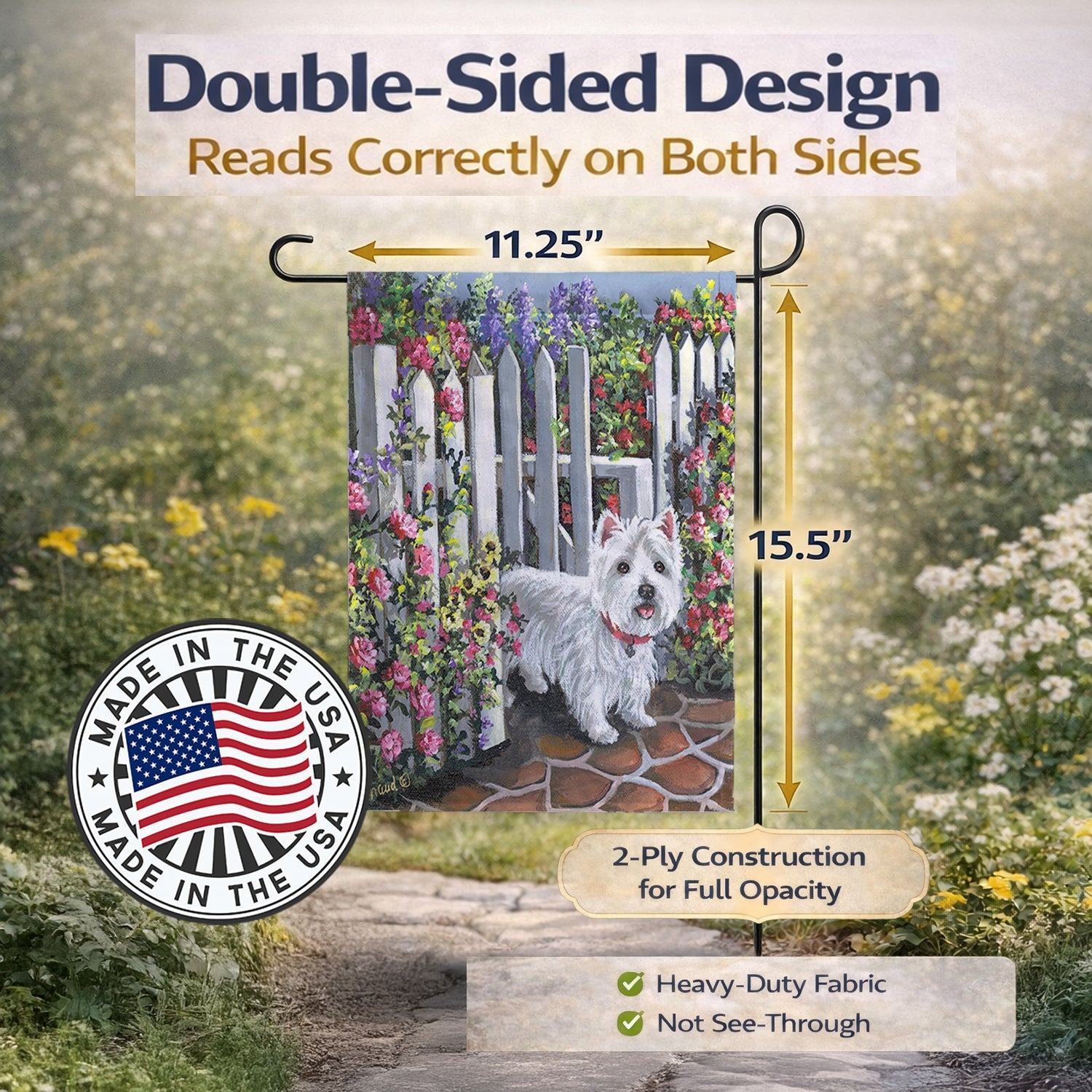Westie At the Gate Garden Flag Mailbox Decorative Yard Banner Outside Patio Artwork for Flower Beds, Garden Size, Multicolor