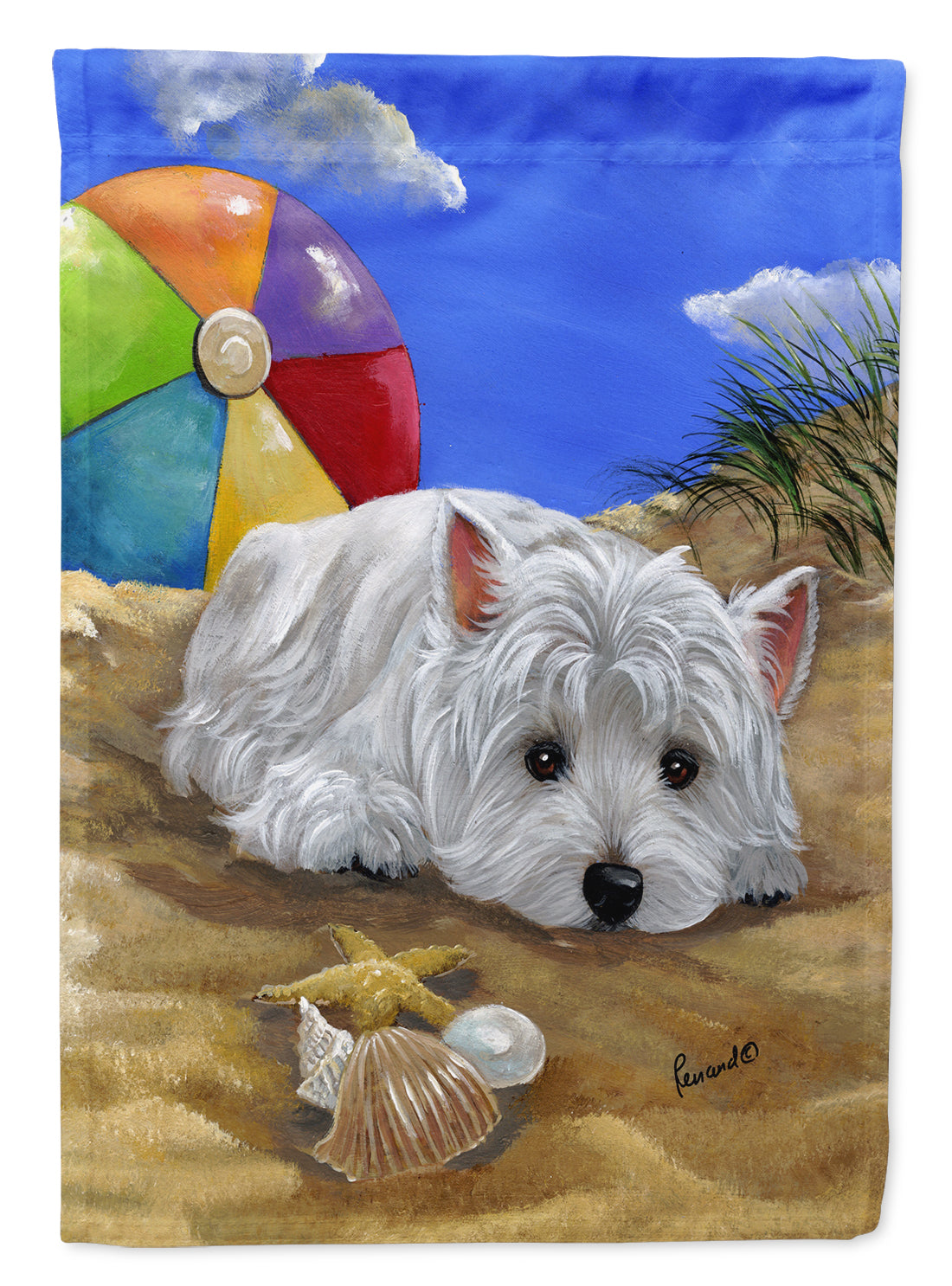 Westie Beach Baby Garden Flag Mailbox Decorative Yard Banner Outside Patio Artwork for Flower Beds, Garden Size, Multicolor