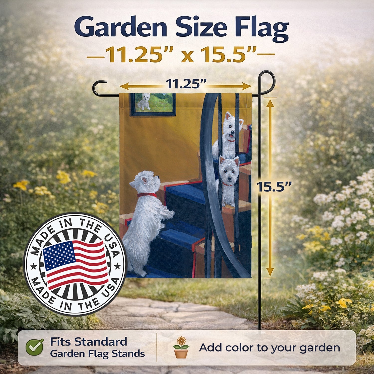 Westie Going Up Garden Flag Mailbox Decorative Yard Banner Outside Patio Artwork for Flower Beds, Garden Size, Multicolor
