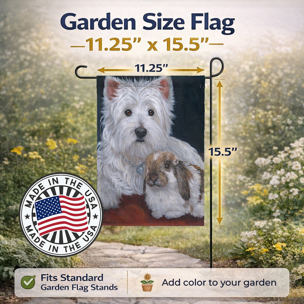 Westie Rabbit Harmony Garden Flag Mailbox Decorative Yard Banner Outside Patio Artwork for Flower Beds, Garden Size, Multicolor