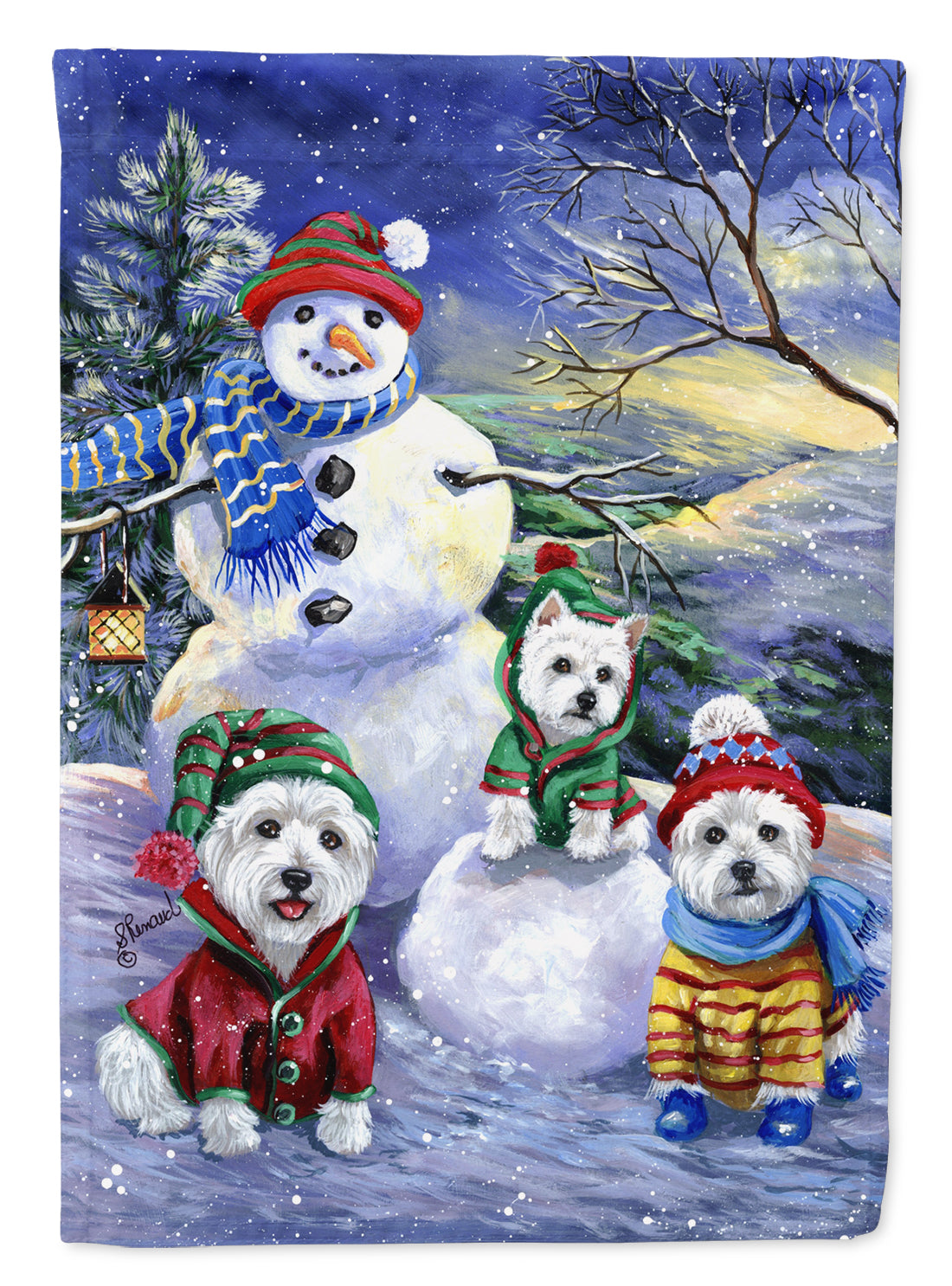 Westie Holiay Snowballs Garden Flag Mailbox Decorative Yard Banner Outside Patio Artwork for Flower Beds, Garden Size, Multicolor