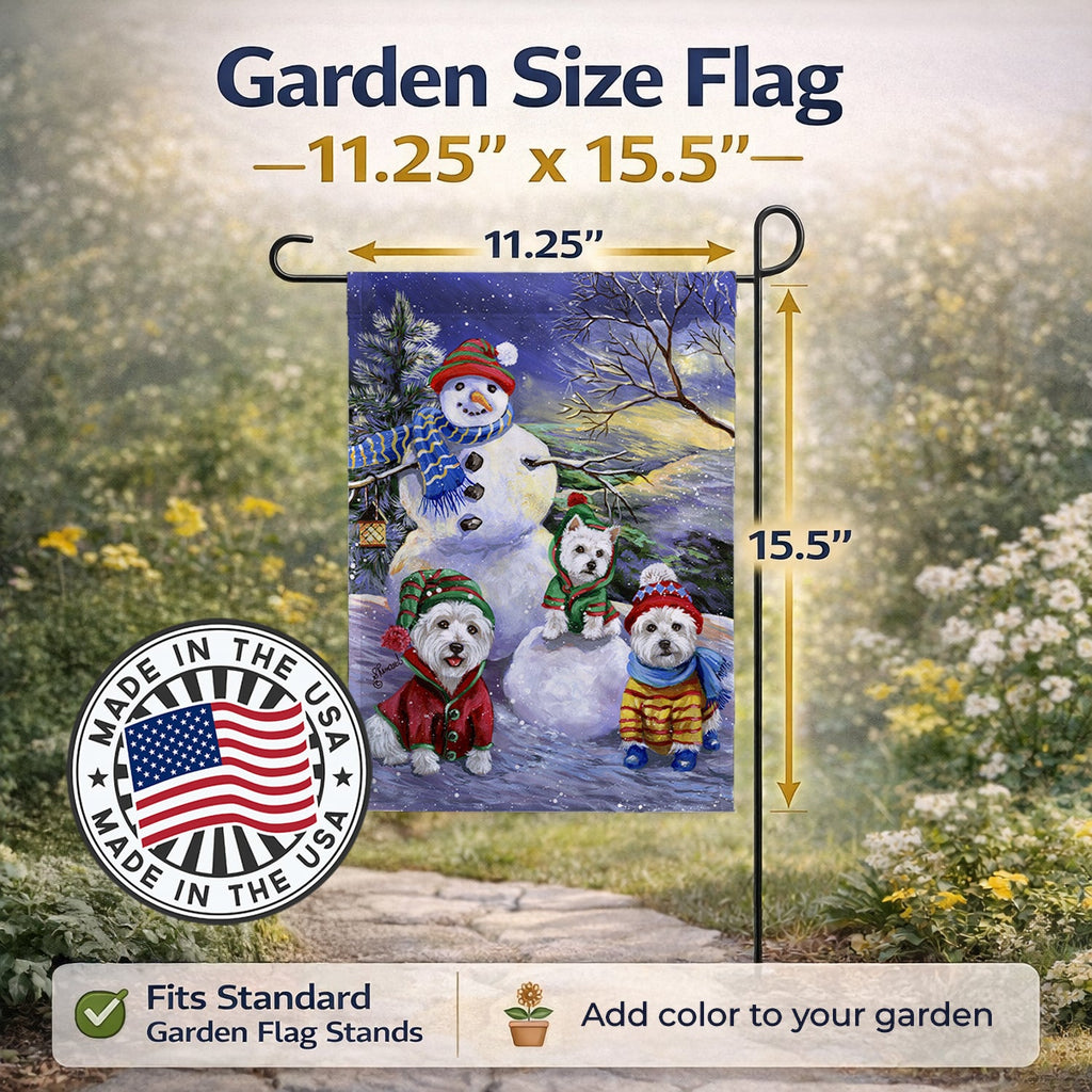 Westie Holiay Snowballs Garden Flag Mailbox Decorative Yard Banner Outside Patio Artwork for Flower Beds, Garden Size, Multicolor