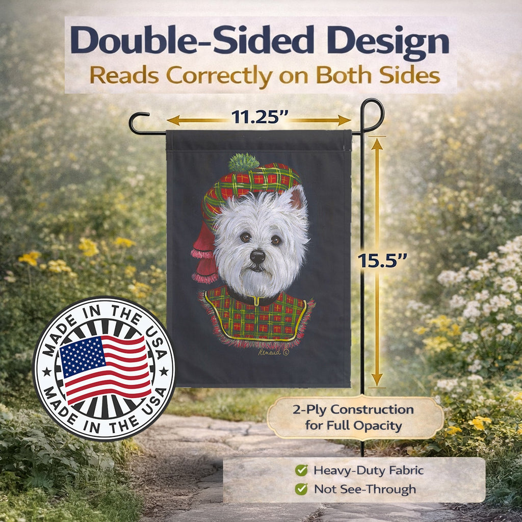 Westie Lad Plaid Garden Flag Mailbox Decorative Yard Banner Outside Patio Artwork for Flower Beds, Garden Size, Multicolor
