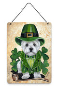Westie St Patrick's Day Leprechaun Wall or Door Hanging Prints Aluminum Metal Sign Kitchen Wall Bar Bathroom Plaque Home Decor Front Door Plaque, 12x16, Multicolor