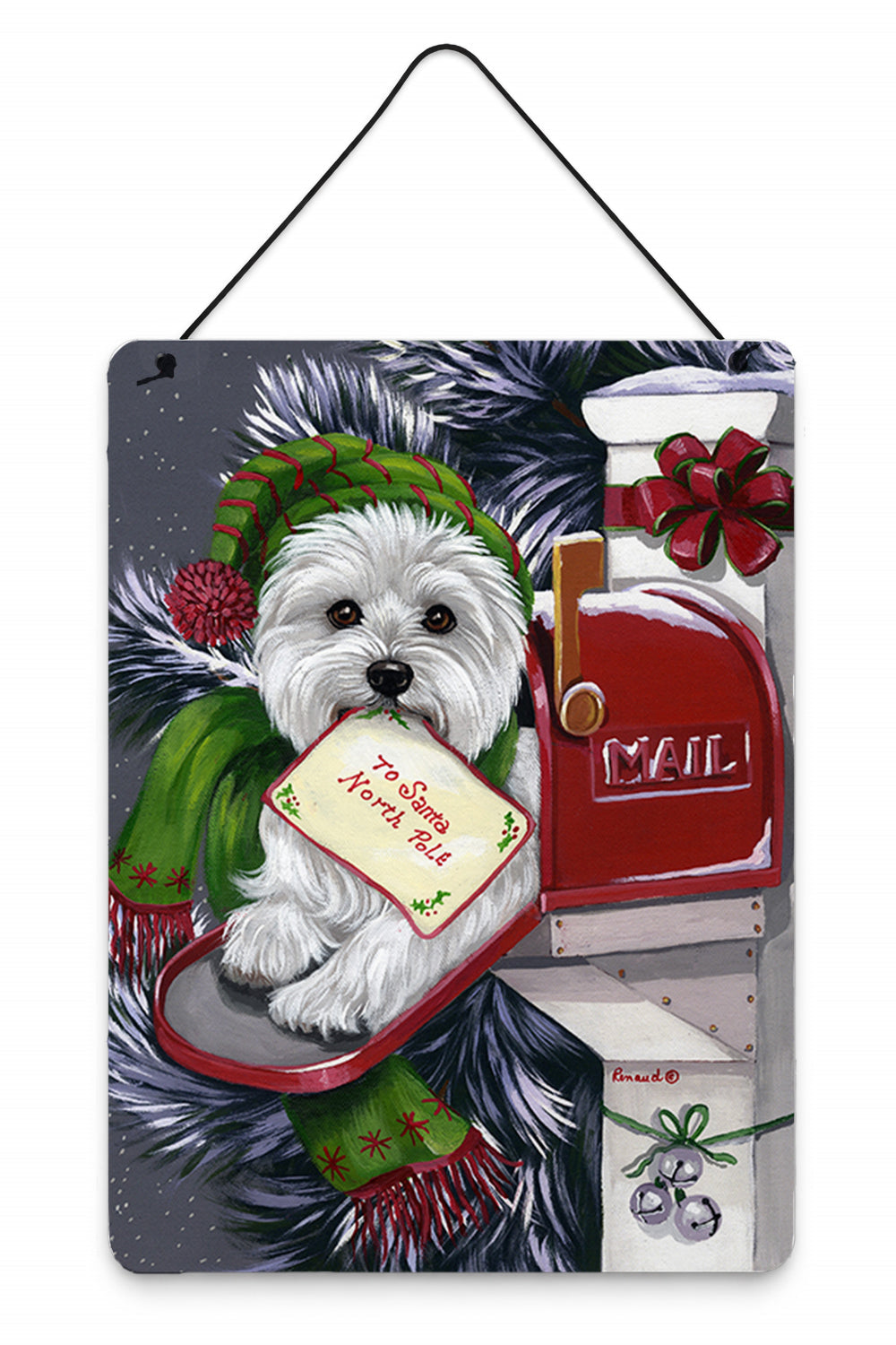 Westie Christmas Letter to Santa Wall or Door Hanging Prints Aluminum Metal Sign Kitchen Wall Bar Bathroom Plaque Home Decor Front Door Plaque, 12x16, Multicolor
