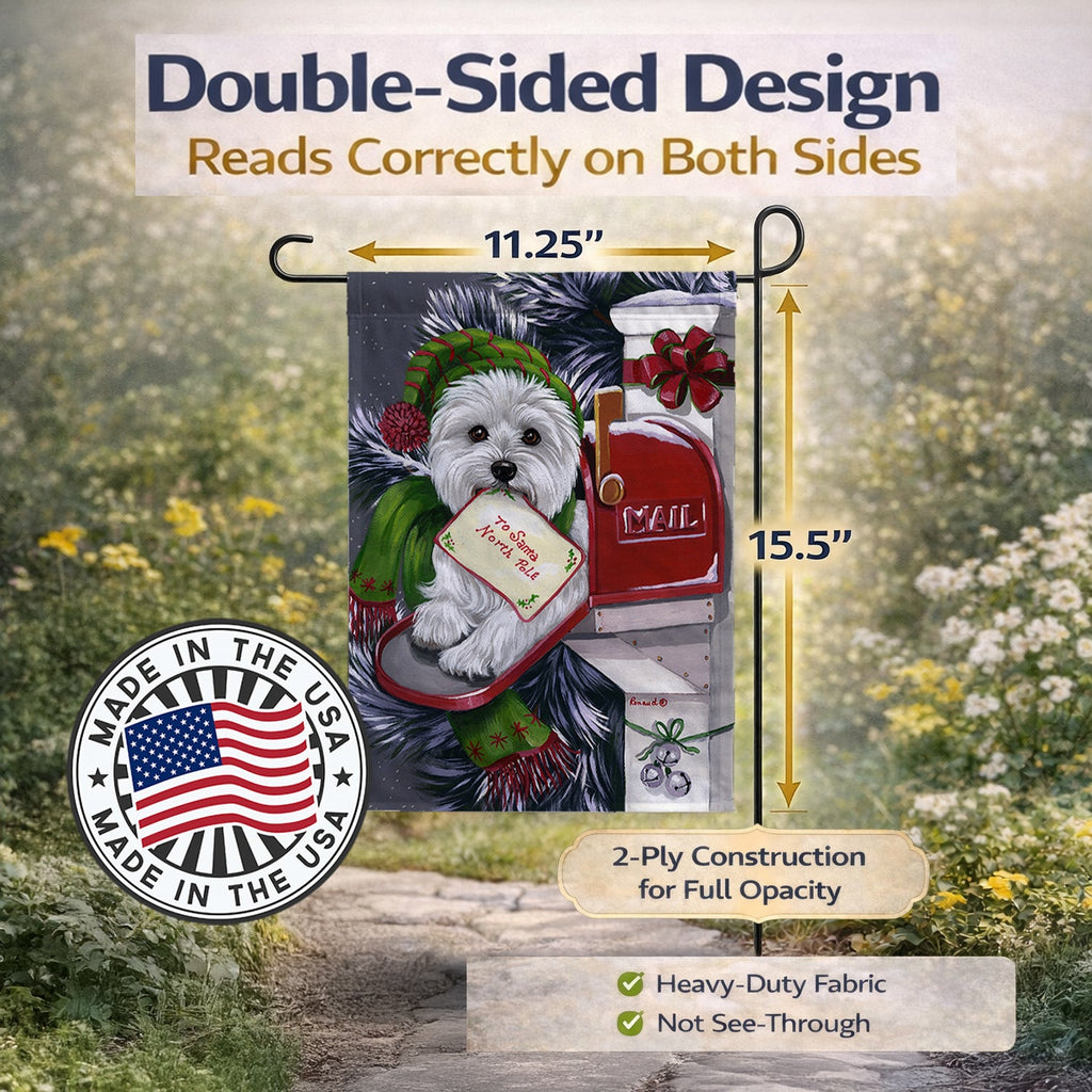 Westie Christmas Letter to Santa Garden Flag Mailbox Decorative Yard Banner Outside Patio Artwork for Flower Beds, Garden Size, Multicolor