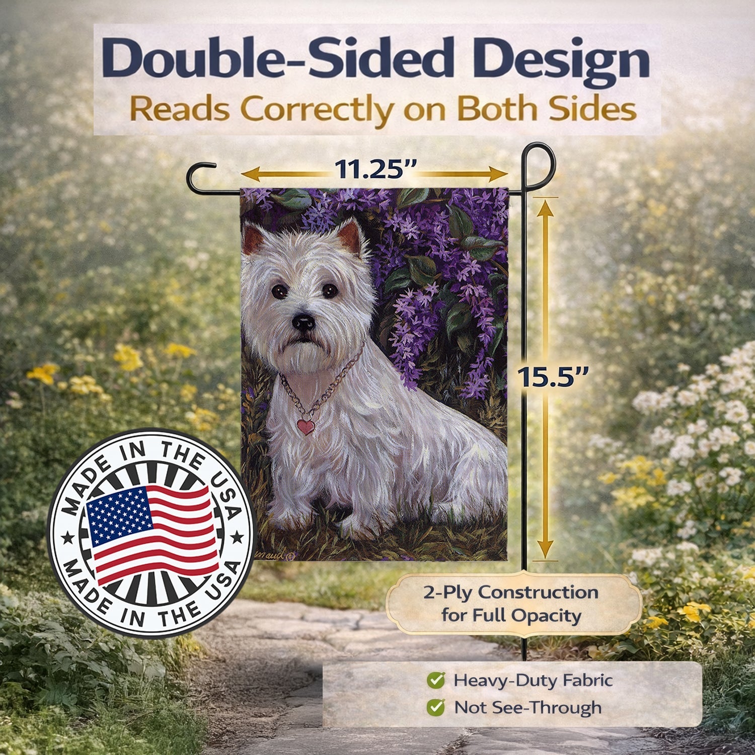 Westie Lily & Lilacs Garden Flag Mailbox Decorative Yard Banner Outside Patio Artwork for Flower Beds, Garden Size, Multicolor