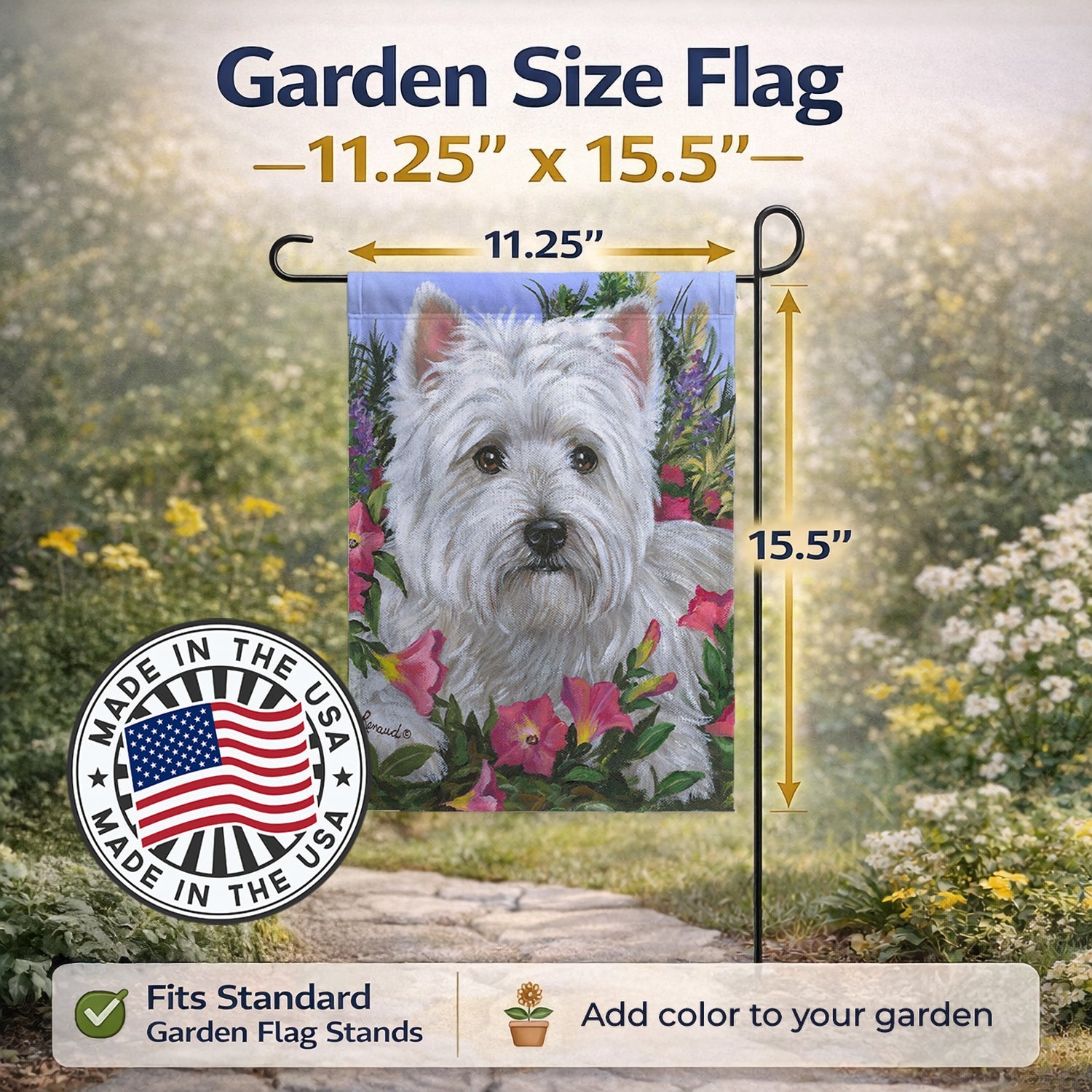 Westie Petunia Garden Flag Mailbox Decorative Yard Banner Outside Patio Artwork for Flower Beds, Garden Size, Multicolor