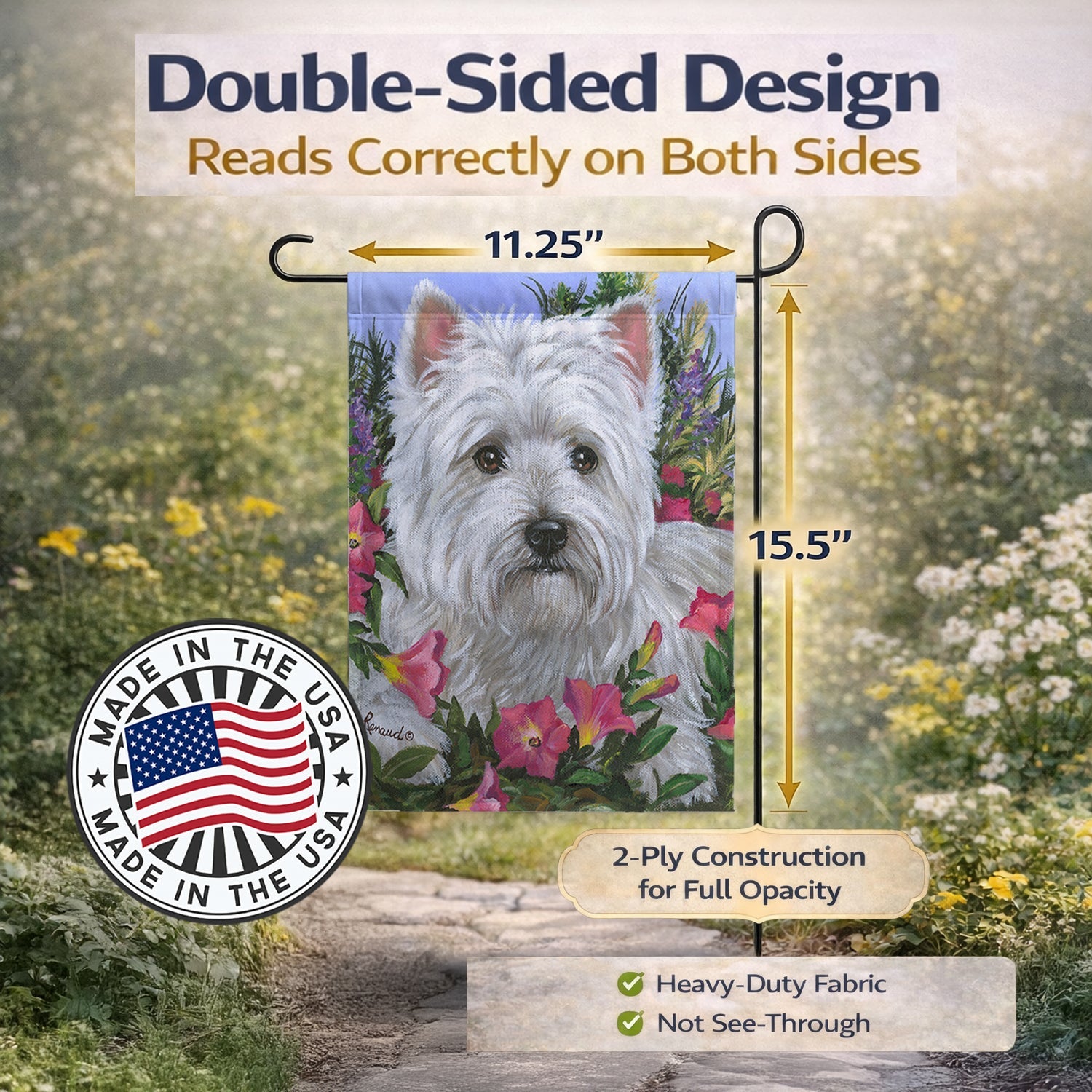 Westie Petunia Garden Flag Mailbox Decorative Yard Banner Outside Patio Artwork for Flower Beds, Garden Size, Multicolor