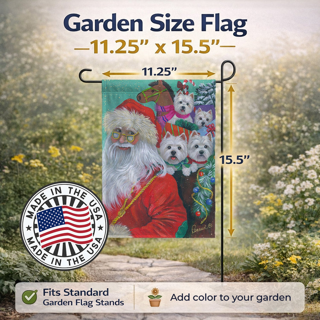 Westie Christmas Santa's Westies Garden Flag Mailbox Decorative Yard Banner Outside Patio Artwork for Flower Beds, Garden Size, Multicolor
