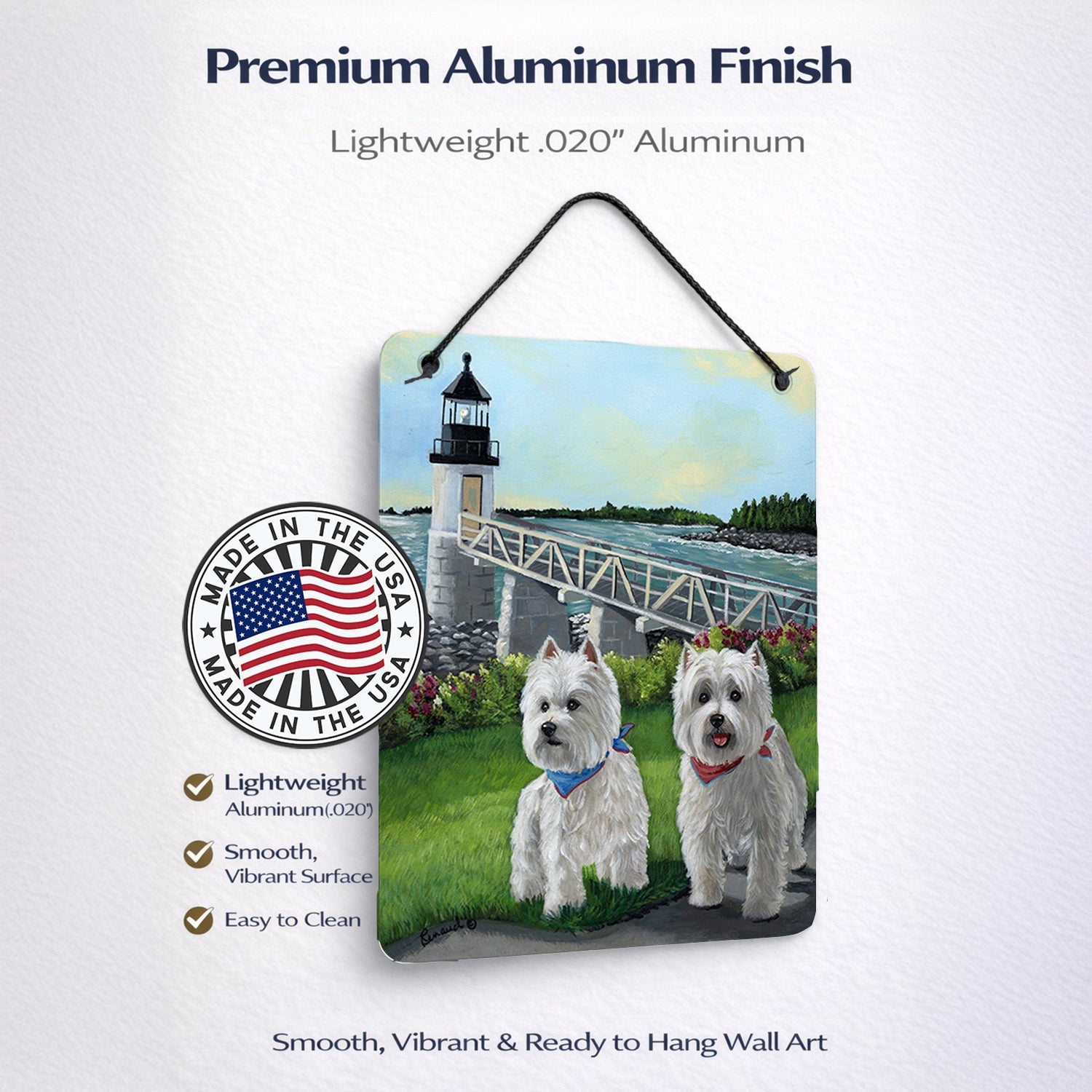 Westie Schooner & Annie Wall or Door Hanging Prints Aluminum Metal Sign Kitchen Wall Bar Bathroom Plaque Home Decor Front Door Plaque, 12x16, Multicolor