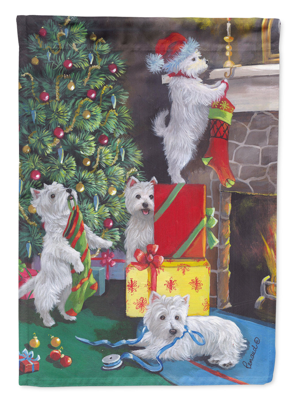 Westie Christmas Decorating Garden Flag Mailbox Decorative Yard Banner Outside Patio Artwork for Flower Beds, Garden Size, Multicolor
