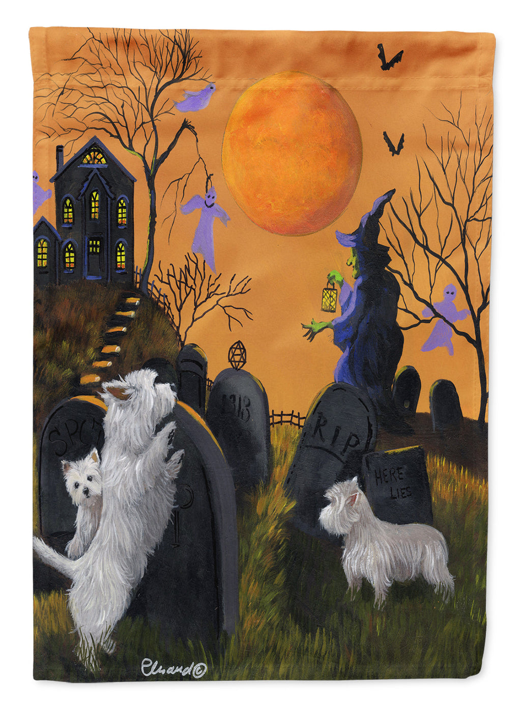 Westie Wicked Witch Garden Flag Mailbox Decorative Yard Banner Outside Patio Artwork for Flower Beds, Garden Size, Multicolor