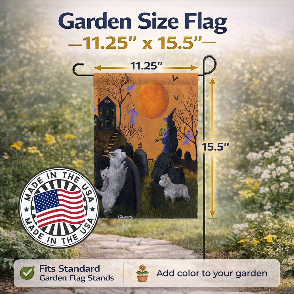 Westie Wicked Witch Garden Flag Mailbox Decorative Yard Banner Outside Patio Artwork for Flower Beds, Garden Size, Multicolor
