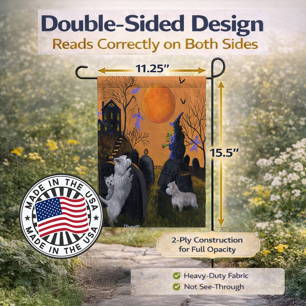 Westie Wicked Witch Garden Flag Mailbox Decorative Yard Banner Outside Patio Artwork for Flower Beds, Garden Size, Multicolor