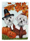 Westie Thanksgiving Pilgrims Garden Flag Mailbox Decorative Yard Banner Outside Patio Artwork for Flower Beds, Garden Size, Multicolor