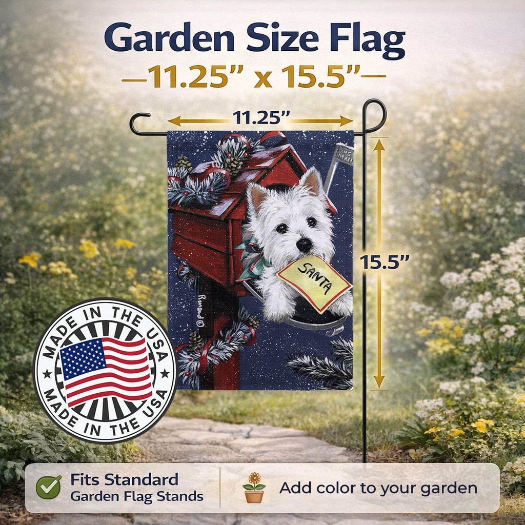 Westie Zoe's Christmas List Garden Flag Mailbox Decorative Yard Banner Outside Patio Artwork for Flower Beds, Garden Size, Multicolor