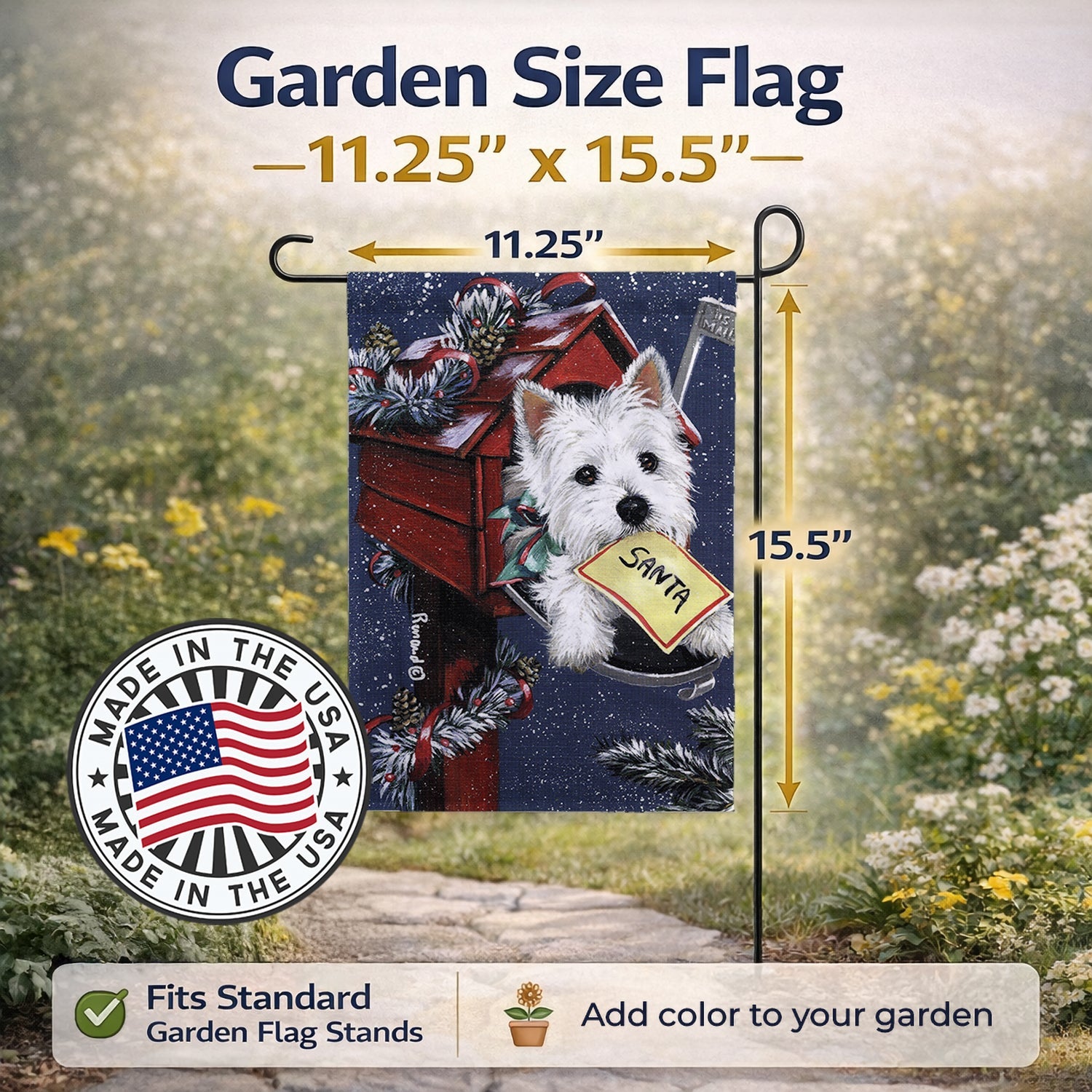 Westie Zoe's Christmas List Garden Flag Mailbox Decorative Yard Banner Outside Patio Artwork for Flower Beds, Garden Size, Multicolor
