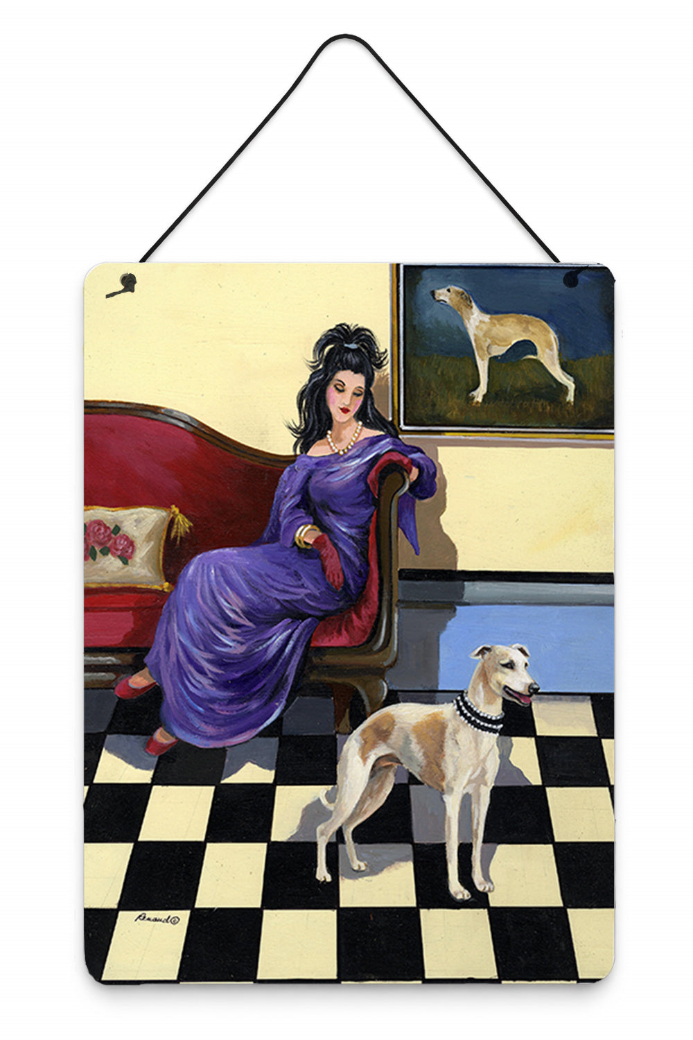 Whippet Elegance and Grace Wall or Door Hanging Prints Aluminum Metal Sign Kitchen Wall Bar Bathroom Plaque Home Decor Front Door Plaque, 12x16, Multicolor