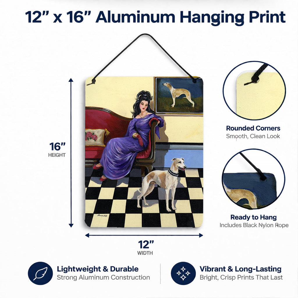 Whippet Elegance and Grace Wall or Door Hanging Prints Aluminum Metal Sign Kitchen Wall Bar Bathroom Plaque Home Decor Front Door Plaque, 12x16, Multicolor