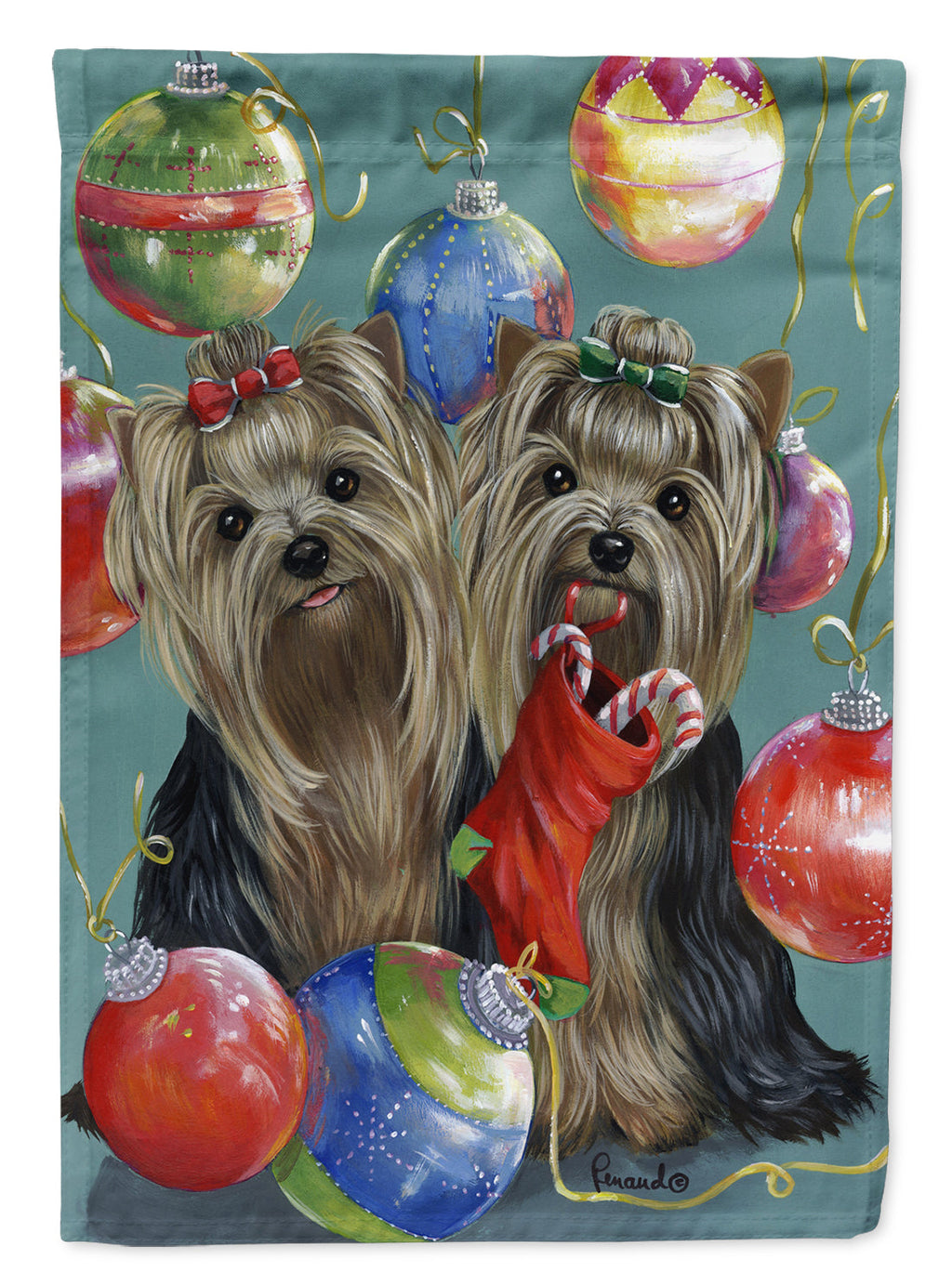 Yorkie Christmas All that Glitters Garden Flag Mailbox Decorative Yard Banner Outside Patio Artwork for Flower Beds, Garden Size, Multicolor