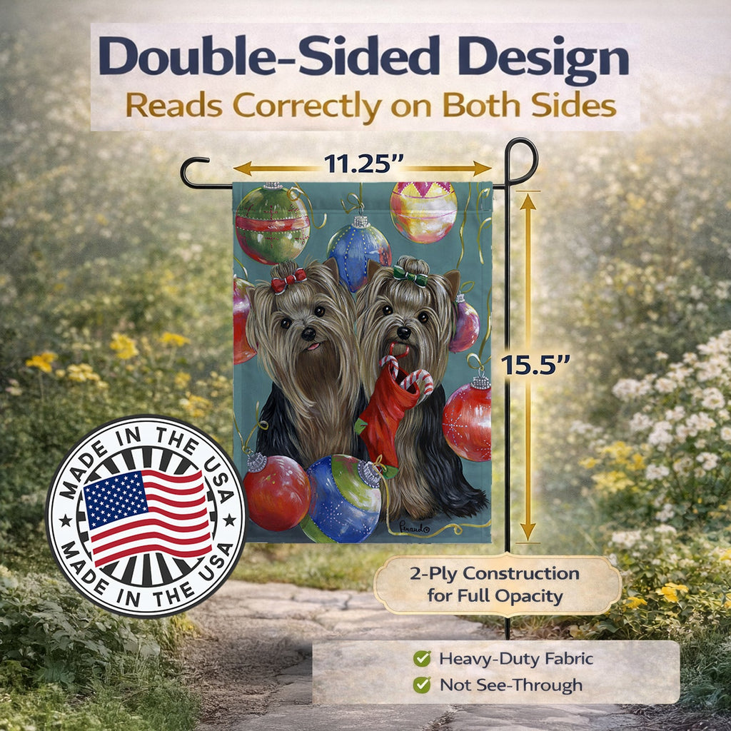 Yorkie Christmas All that Glitters Garden Flag Mailbox Decorative Yard Banner Outside Patio Artwork for Flower Beds, Garden Size, Multicolor