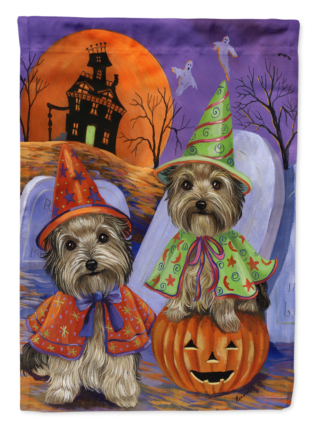 Yorkie Halloween Haunted House Garden Flag Mailbox Decorative Yard Banner Outside Patio Artwork for Flower Beds, Garden Size, Multicolor