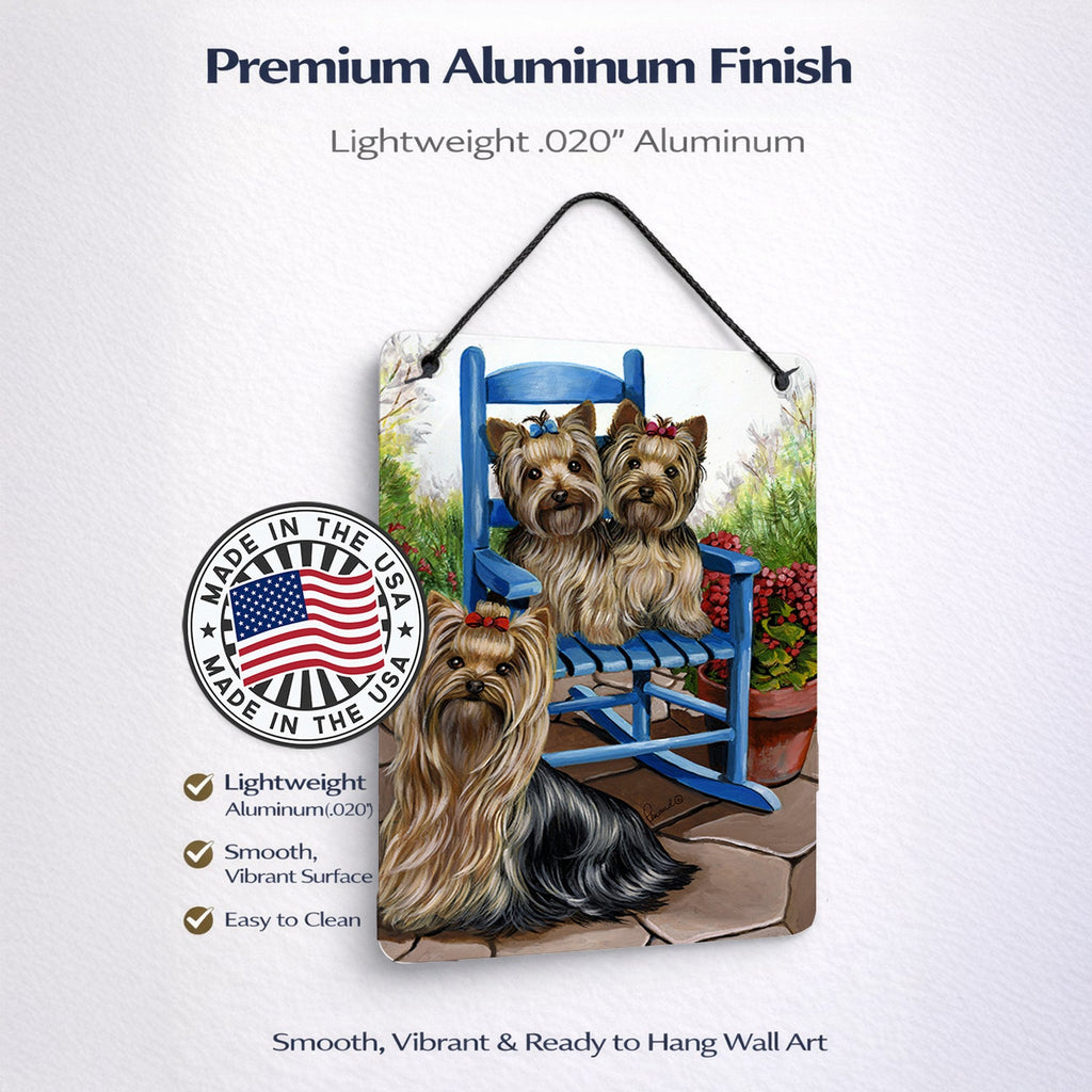 Yorkie Patio Sweethearts Wall or Door Hanging Prints Aluminum Metal Sign Kitchen Wall Bar Bathroom Plaque Home Decor Front Door Plaque, 12x16, Multicolor