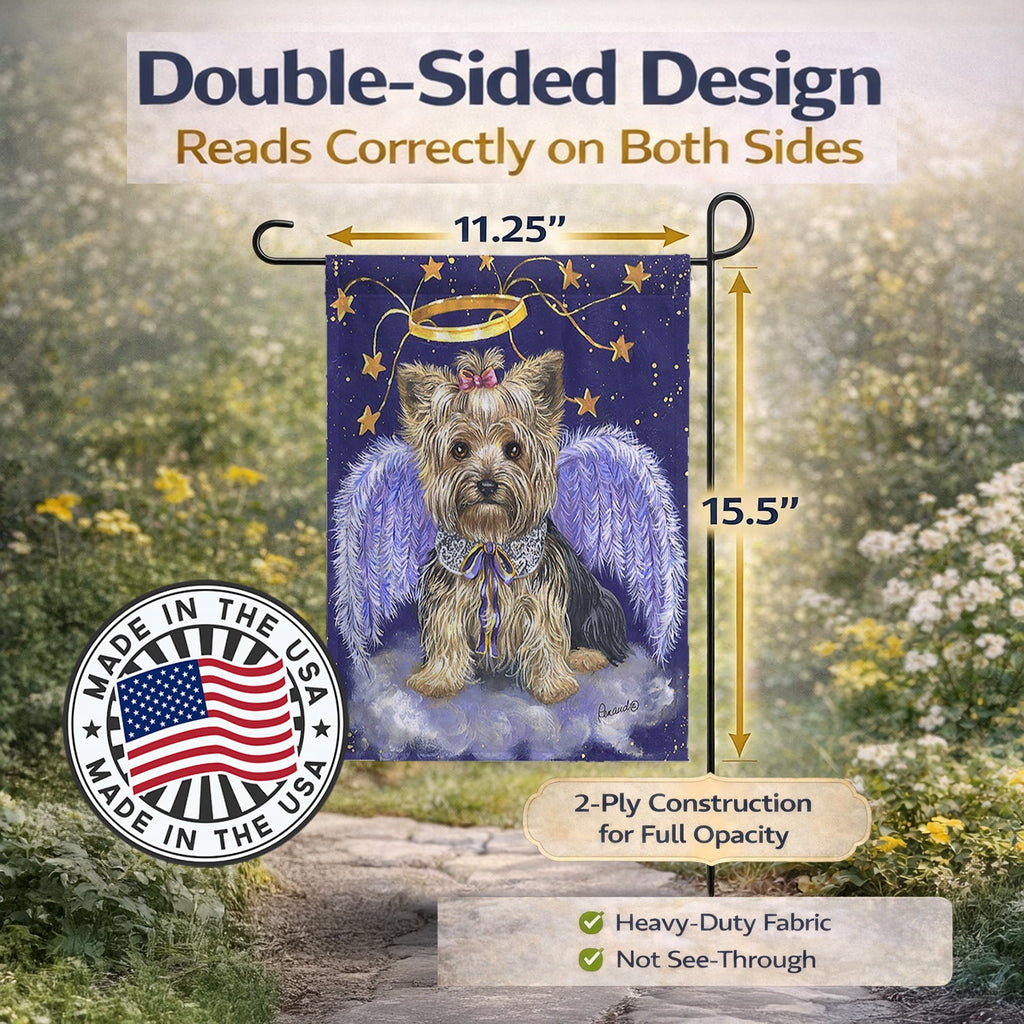 Yorkie Christmas Angel Garden Flag Mailbox Decorative Yard Banner Outside Patio Artwork for Flower Beds, Garden Size, Multicolor