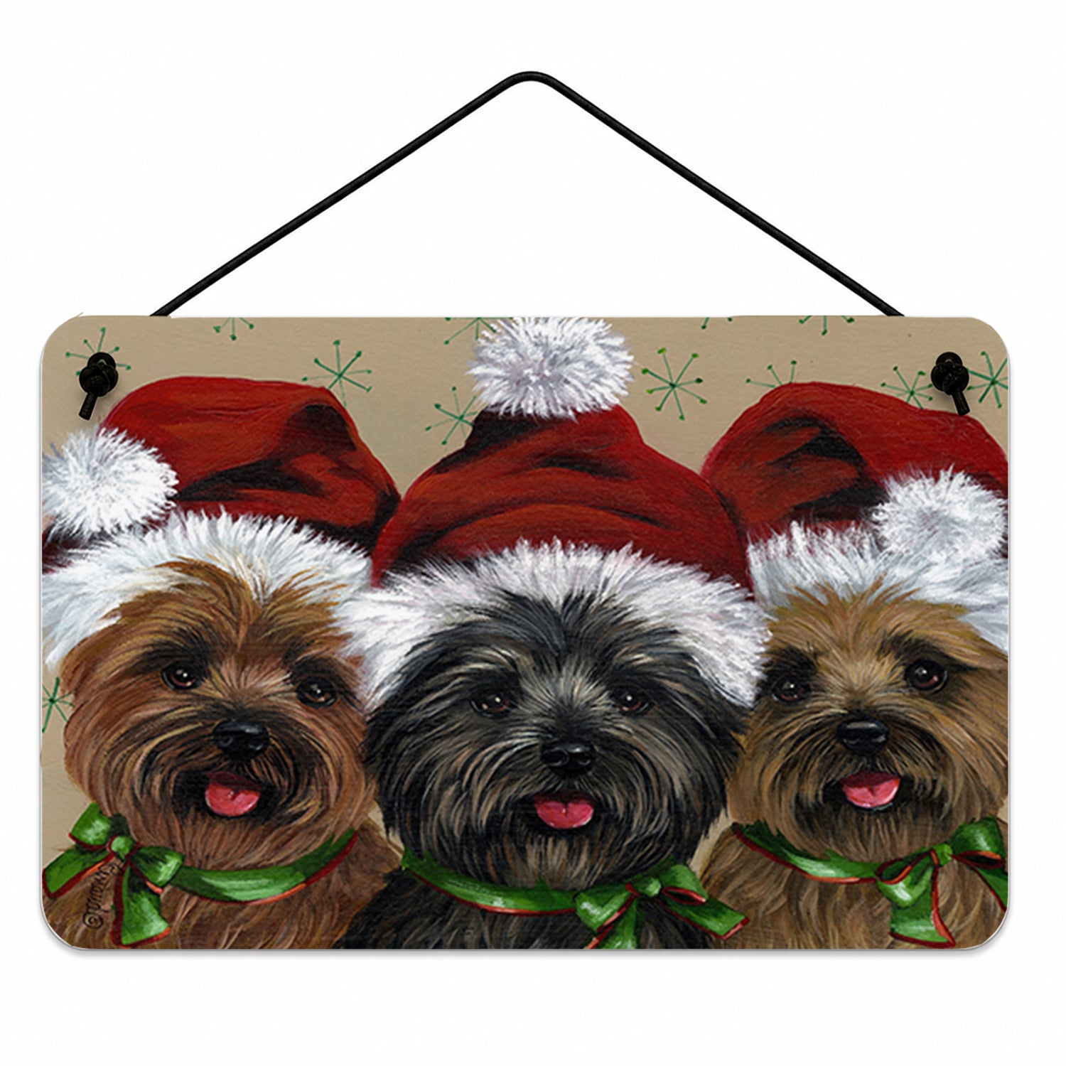 Cairn Terrier Christmas Ceaser and Co Wall or Door Hanging Prints Aluminum Metal Sign Kitchen Wall Bar Bathroom Plaque Home Decor, 8HX12W, Multicolor