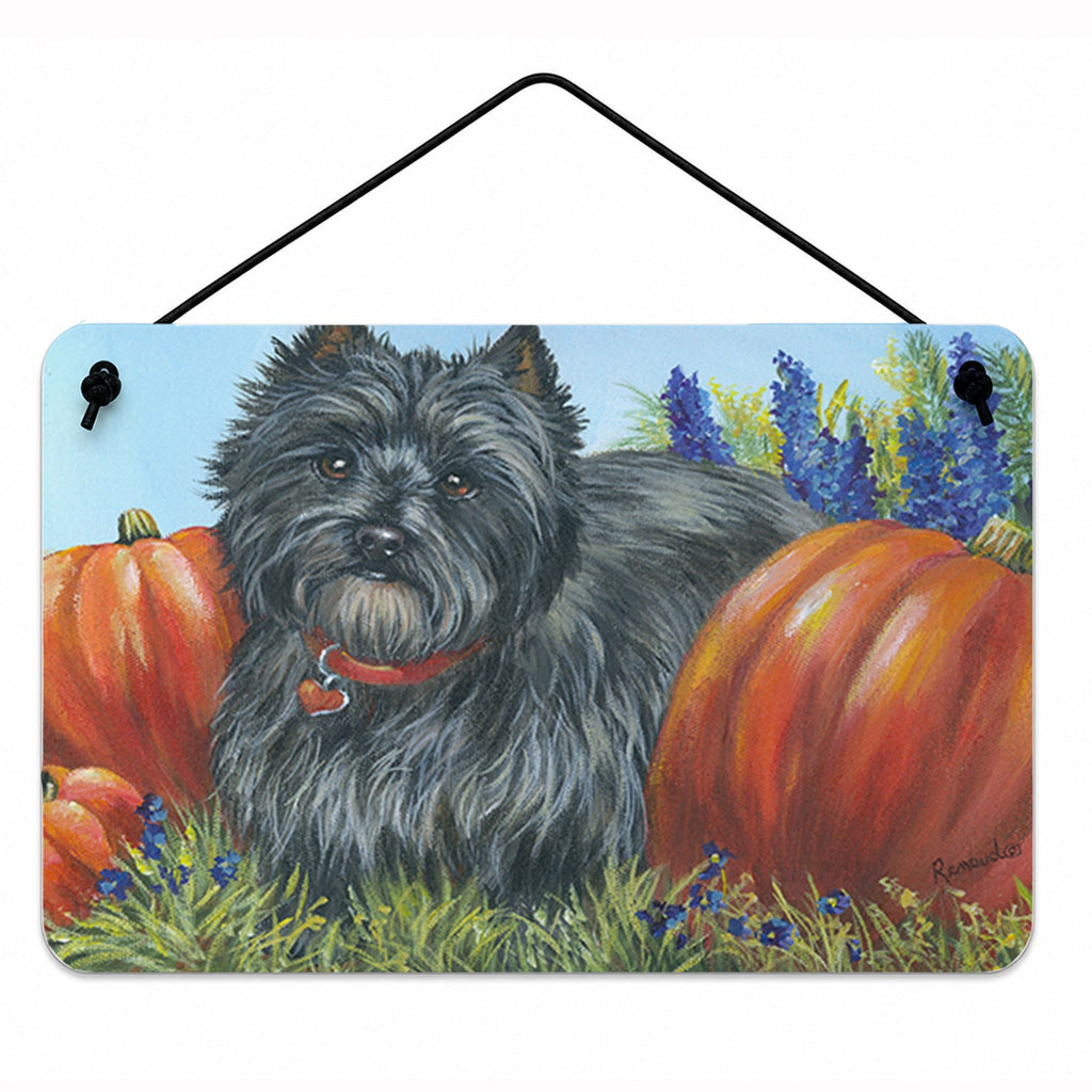 Cairn Terrier Mom's Pumpkins Wall or Door Hanging Prints Aluminum Metal Sign Kitchen Wall Bar Bathroom Plaque Home Decor, 8HX12W, Multicolor