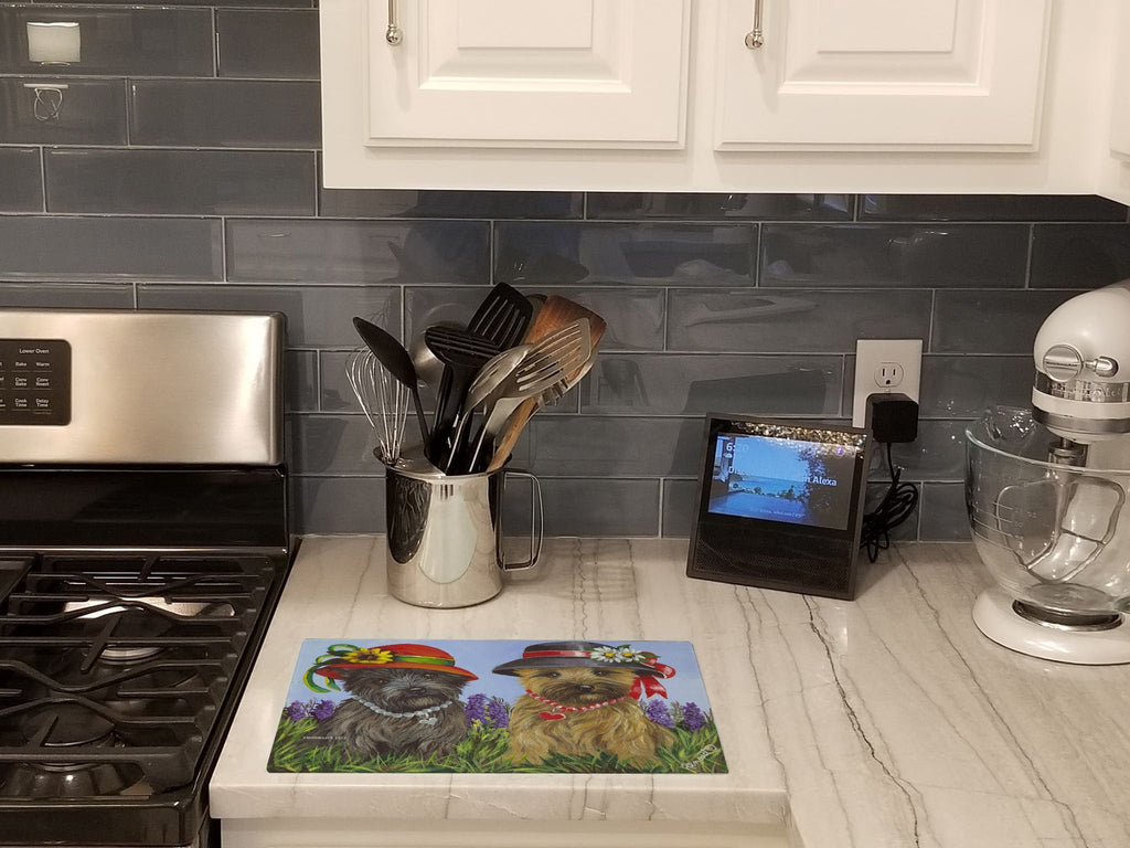 Cairn Terrier Sisters Cutting Board Tempered Glass Kitchen Cutting Surface, Heat Resistant Chopping, Non-Slip Feet, Food Prep & Serving