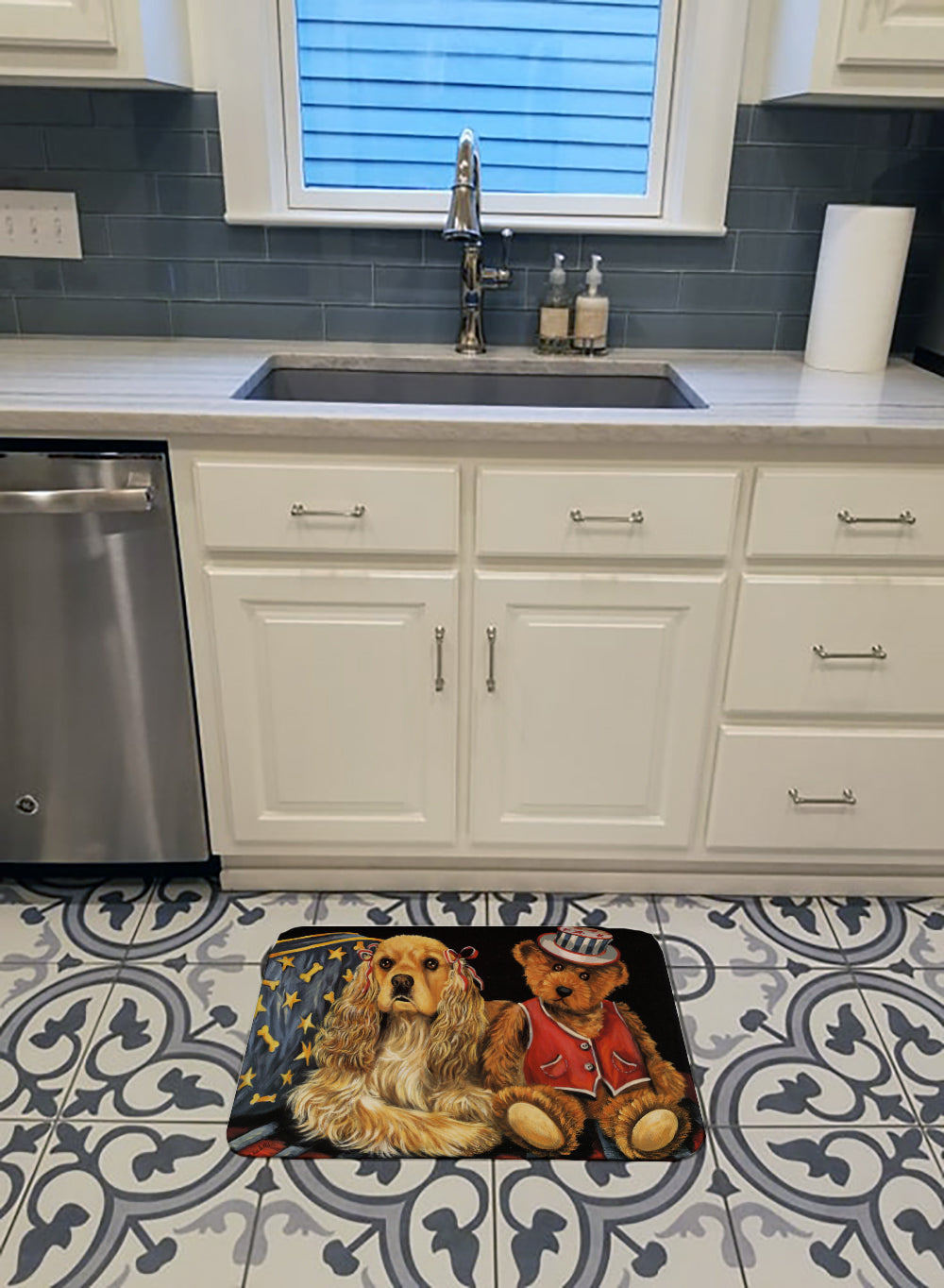 Cocker Spaniel Annie and Henri Memory Foam Kitchen Mat Machine Washable Anti-Fatigue Cushion Comfort Bath or Kitchen Rug