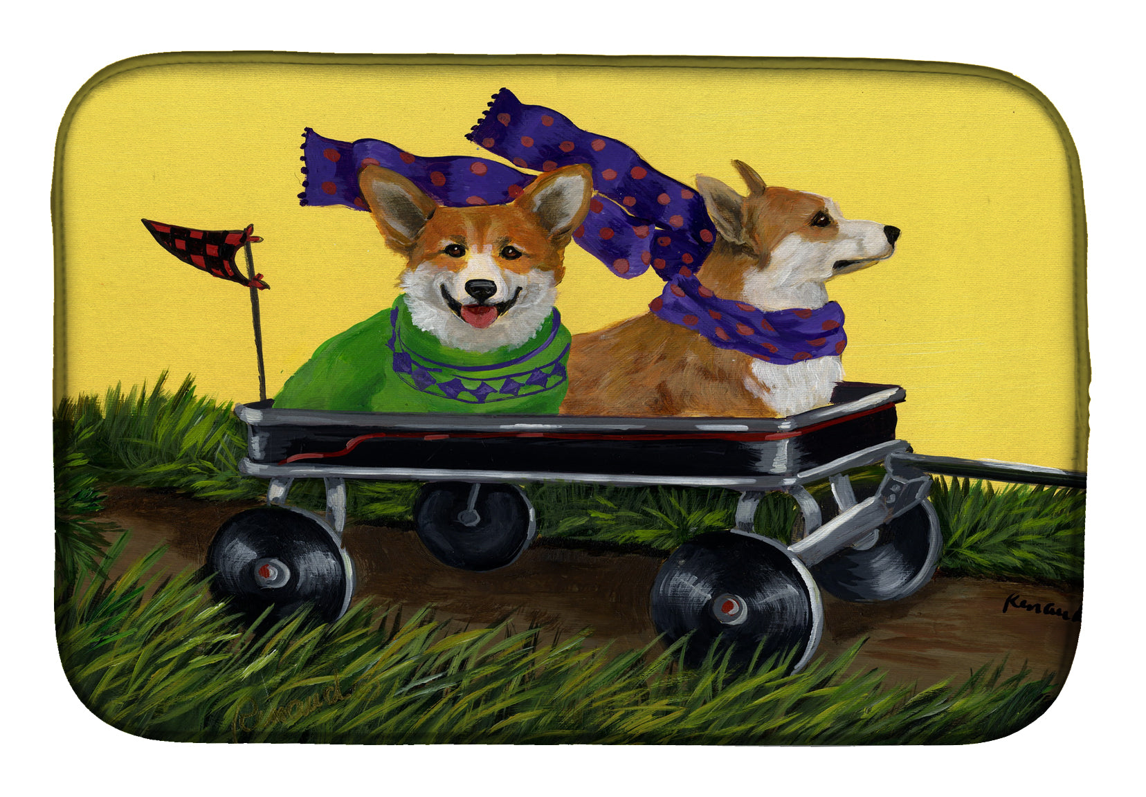 Corgi Express Dish Drying Mat Absorbent Dish Drying Mat Pad for Kitchen Counter Dish Drainer Mat for Countertop, 14 x 21", Multicolor