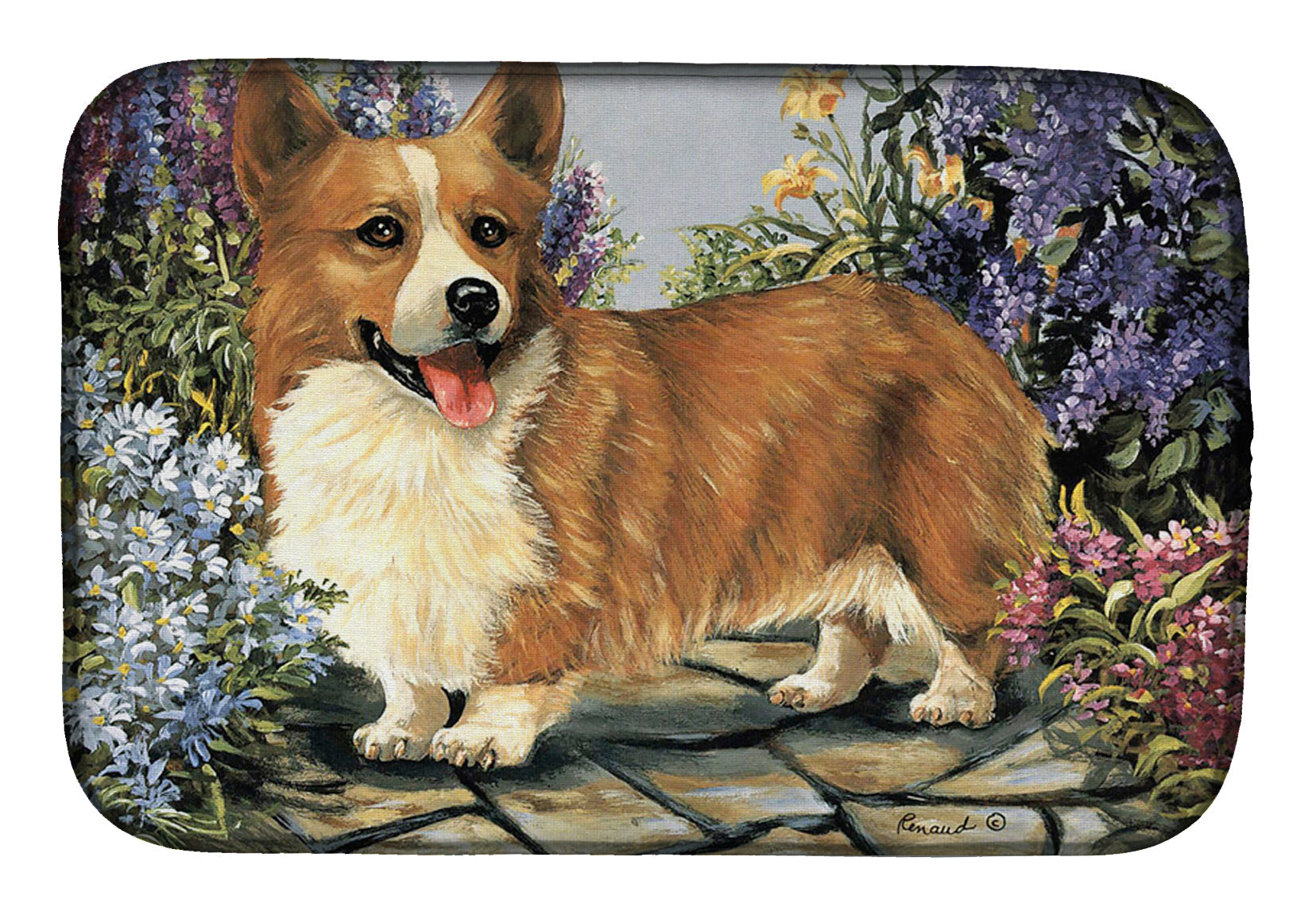 Corgi Garden Georgi Dish Drying Mat Absorbent Dish Drying Mat Pad for Kitchen Counter Dish Drainer Mat for Countertop, 14 x 21", Multicolor