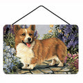 Corgi Garden Georgi Wall or Door Hanging Prints Aluminum Metal Sign Kitchen Wall Bar Bathroom Plaque Home Decor, 8HX12W, Multicolor