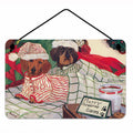 Dachshund Christmas Waiting for Santa Wall or Door Hanging Prints Aluminum Metal Sign Kitchen Wall Bar Bathroom Plaque Home Decor, 8HX12W, Multicolor