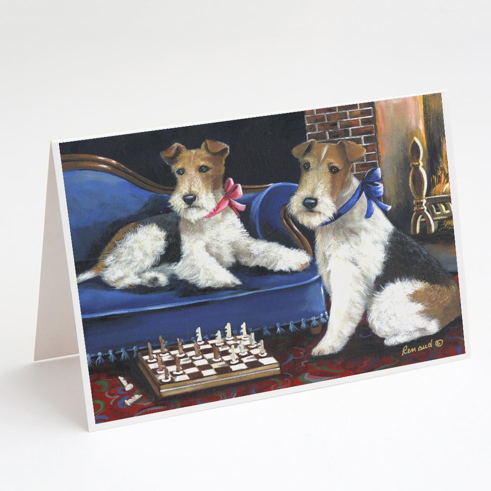 Fox Terrier Checkmates Greeting Cards Pack of 8 Blank Cards with Envelopes Whimsical A7 Size 5x7