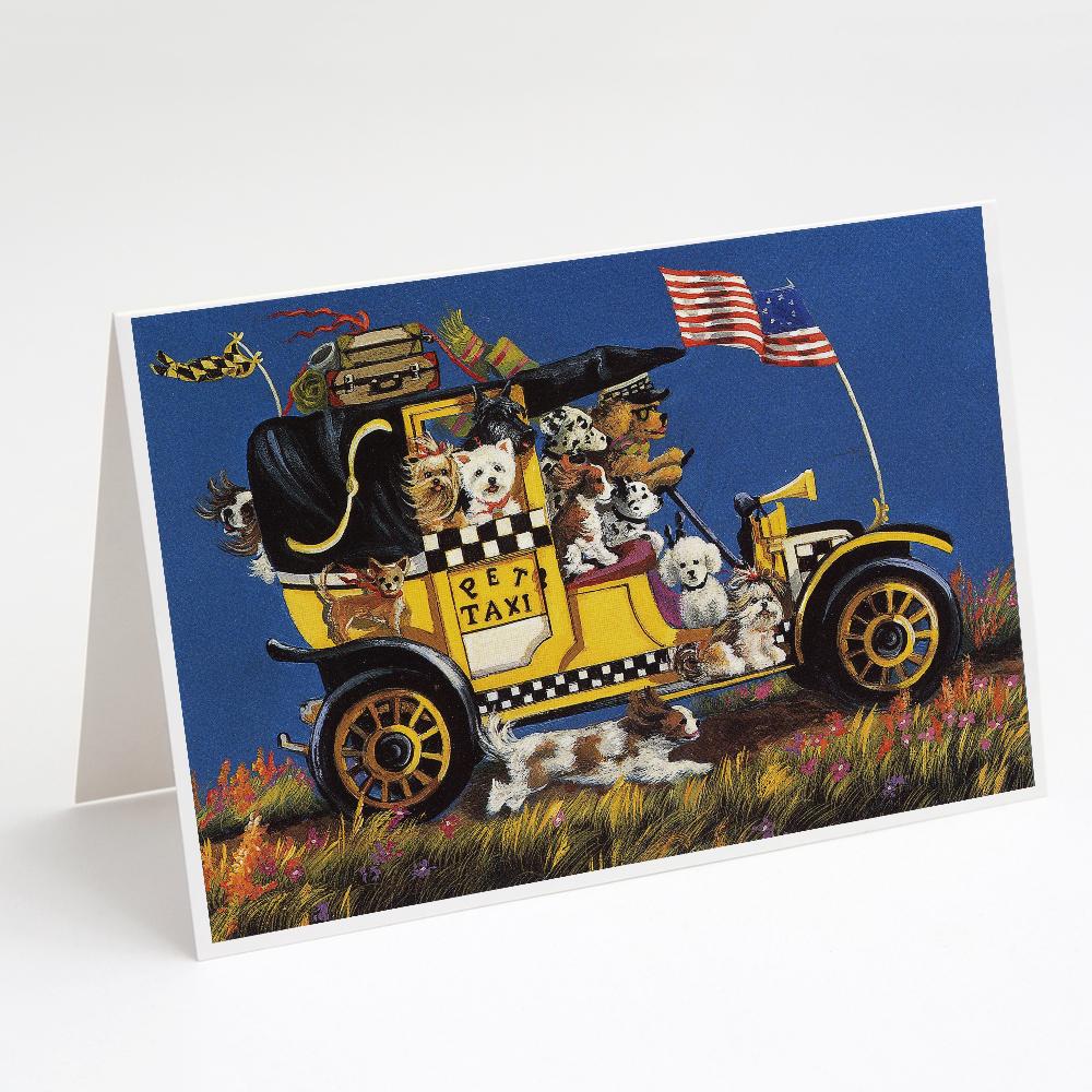 Pet Taxi Multiple Dog Breeds Greeting Cards Pack of 8 Blank Cards with Envelopes Whimsical A7 Size 5x7