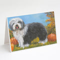 Old English Sheepdog Ocotoberfest Greeting Cards Pack of 8 Blank Cards with Envelopes Whimsical A7 Size 5x7