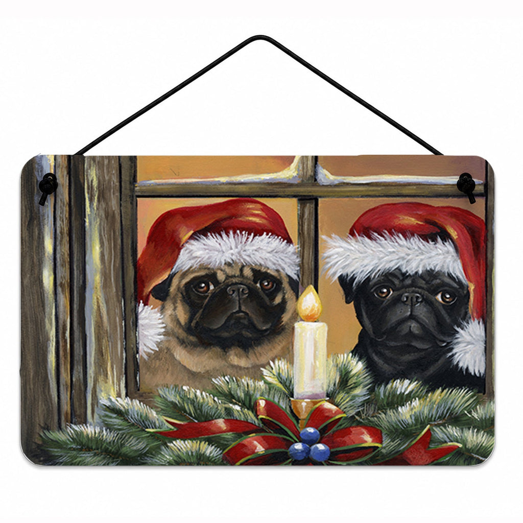 Pug Christmas Anticipation Wall or Door Hanging Prints Aluminum Metal Sign Kitchen Wall Bar Bathroom Plaque Home Decor, 8HX12W, Multicolor