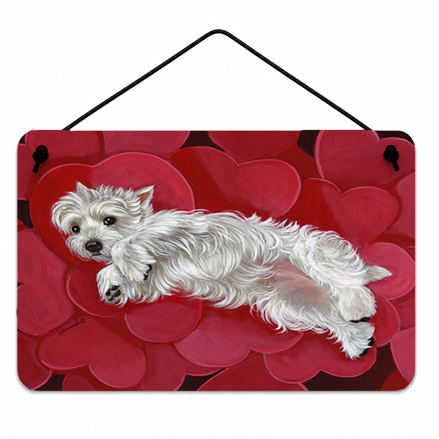 Westie Queen of Hearts Wall or Door Hanging Prints Aluminum Metal Sign Kitchen Wall Bar Bathroom Plaque Home Decor, 8HX12W, Multicolor