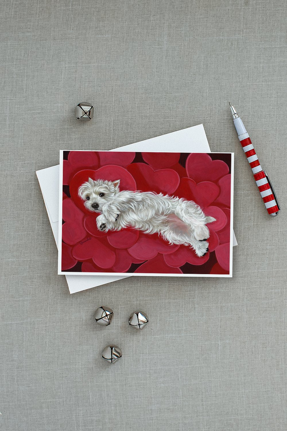 Westie Queen of Hearts Greeting Cards Pack of 8 Blank Cards with Envelopes Whimsical A7 Size 5x7