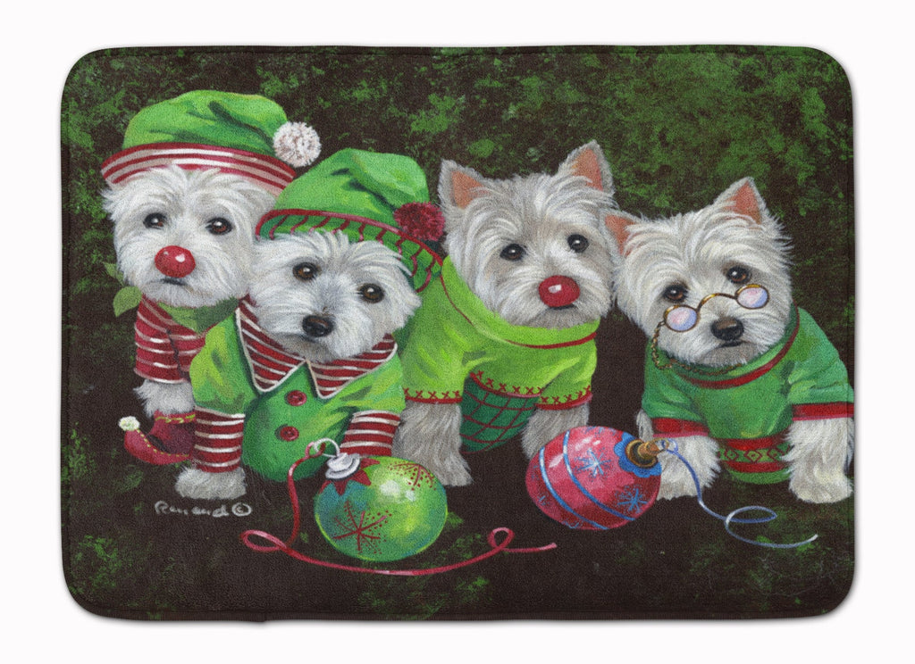 Westie Christmas Santa's Assistants Memory Foam Kitchen Mat Machine Washable Anti-Fatigue Cushion Comfort Bath or Kitchen Rug